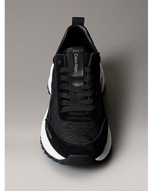 Calvin Klein Suède En Nylon Sneakers Met Embleem Met Logo in het Multicolor
