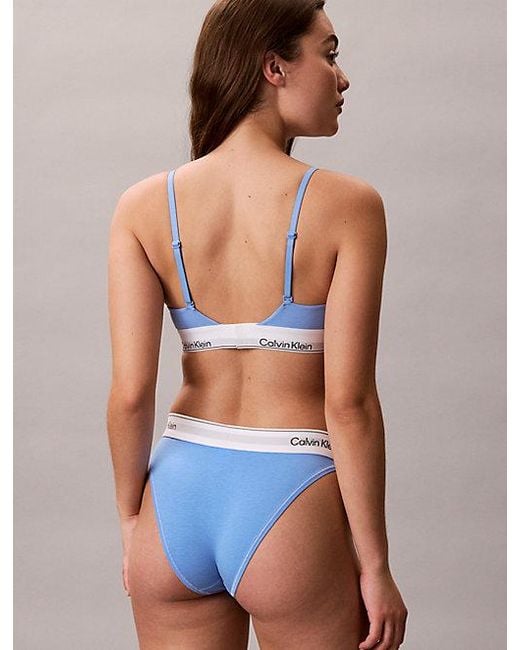 Calvin Klein Blue Lightly Lined Triangle Bralette Icon Cotton Modal