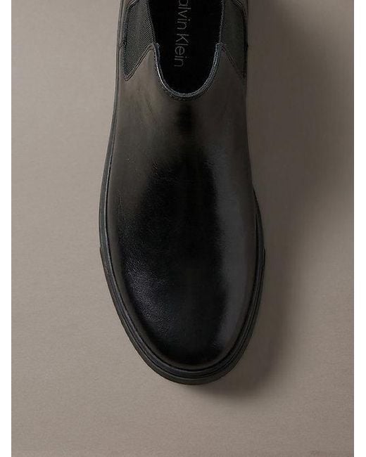 Calvin Klein Black Leather Hybrid Cupsole Chelsea Boots for men
