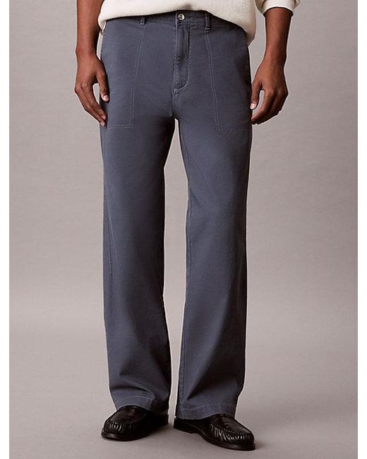 Calvin Klein Blue Jeans Relaxed Cotton Utility Trousers for men