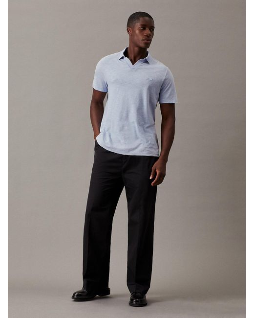 Calvin Klein Gray Cotton Linen Polo Shirt for men