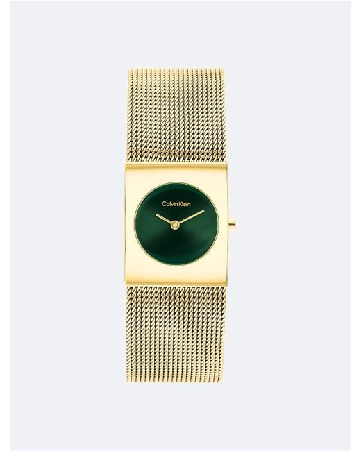 Calvin Klein White Geometric Dial Mesh Bracelet Watch
