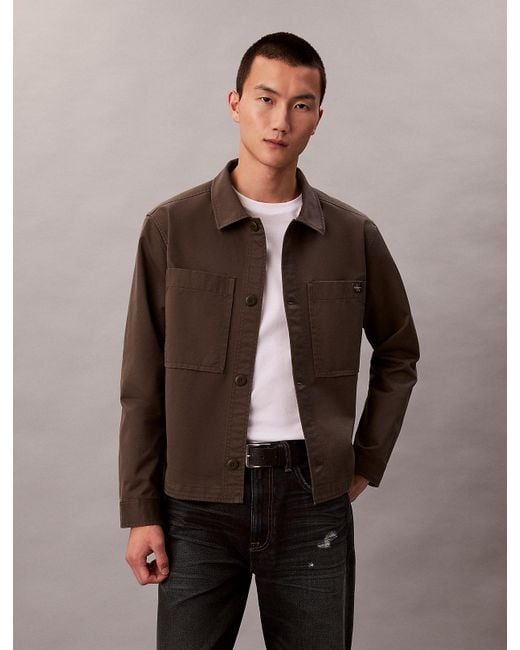 Surchemise Relaxed En Sergé De Coton Calvin Klein pour homme en coloris Brown