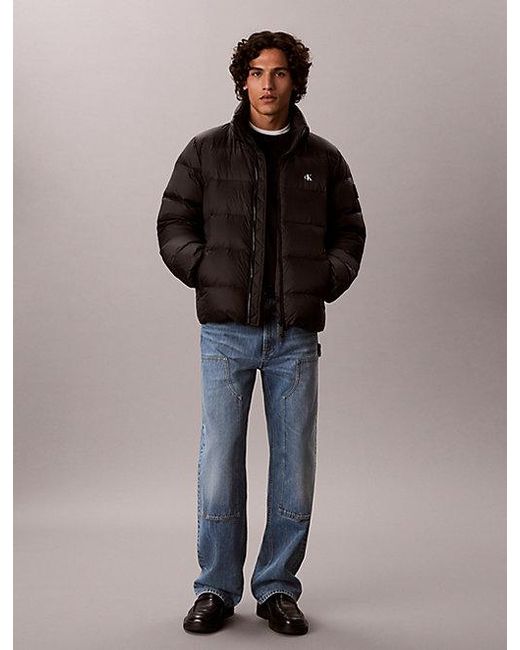 Calvin Klein Black Jeans Relaxed Nylon Puffer Jacket for men