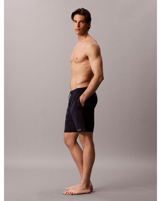 Calvin Klein Blue Long Drawstring Beach Shorts for men