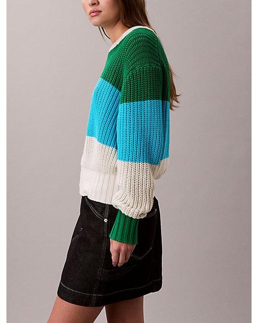 Calvin Klein Green Lässiger Pullover Mit Groben Streifen