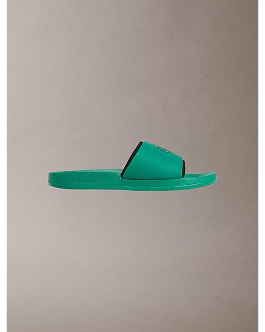 Calvin Klein Green Norwich Contoured Logo Sliders for men
