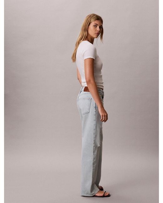 Calvin Klein Blue 90's Straight Distressed Jeans