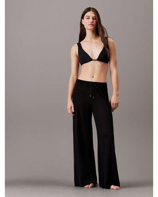 Calvin Klein Black Sheer Knit Beach Pants