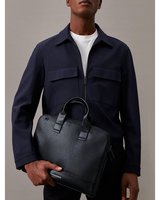 Calvin Klein Blue Slim Logo Laptop Bag for men
