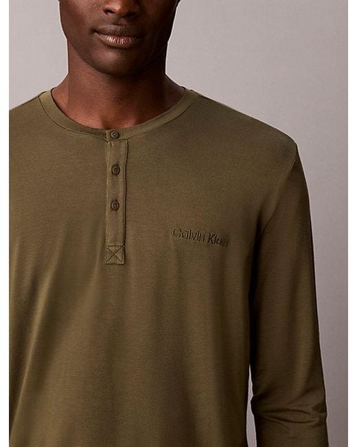 Calvin Klein Multicolor Henley Pyjama Top Ultra Soft Modal for men