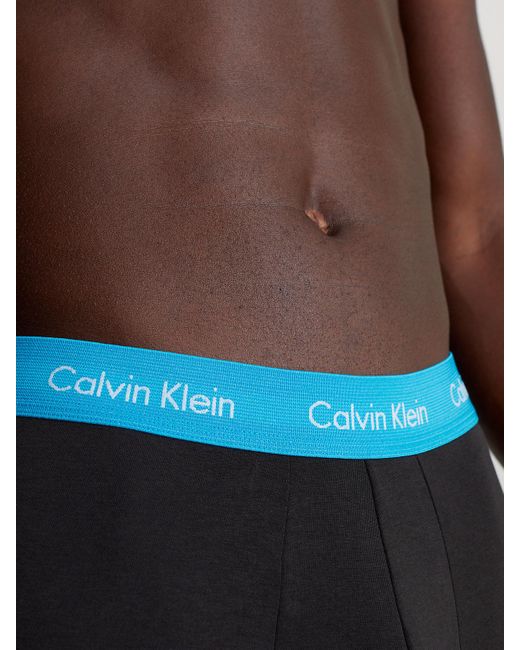 Calvin Klein Blue 7 Pack Low Rise Trunks - Cotton Stretch for men