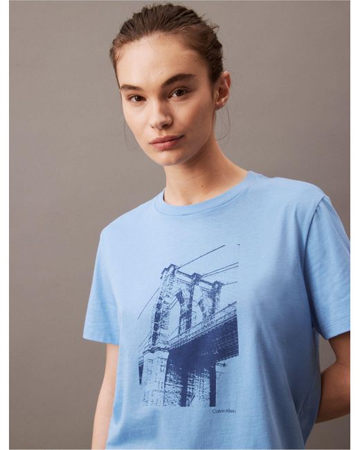 Calvin Klein Blue Brooklyn Bridge Classic T-shirt