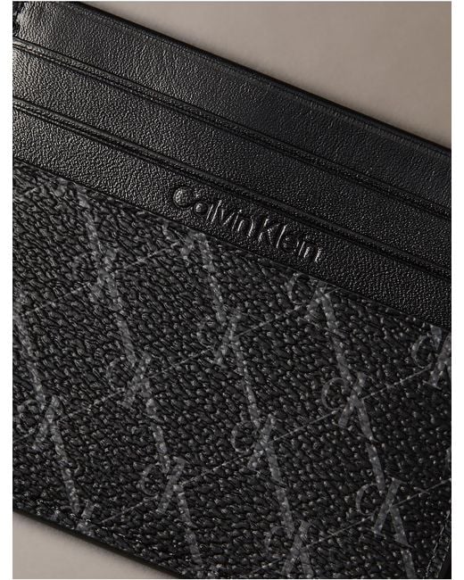 Calvin Klein Gray Textured Monogram Card Case for men