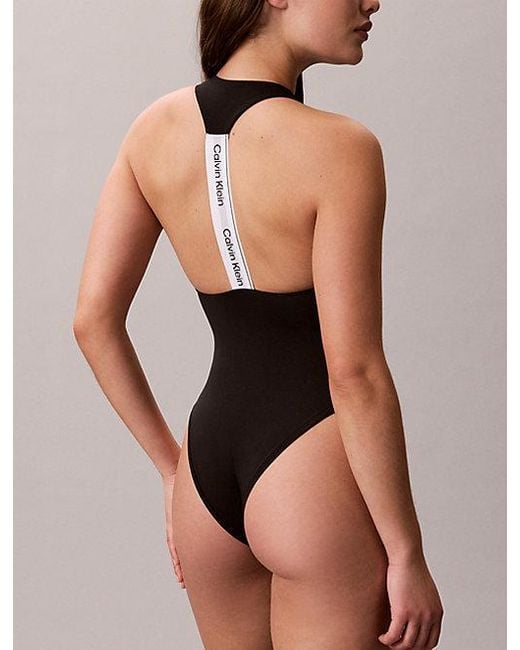 Calvin Klein Black Racerback Bodysuit Icon Cotton Modal