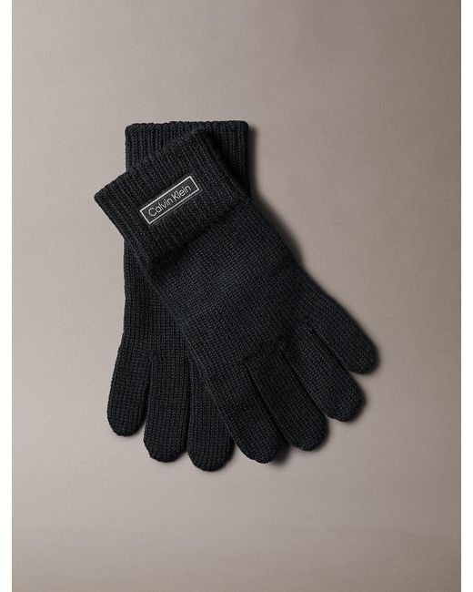Calvin Klein Black Wool Cashmere Blend Touchscreen Gloves for men
