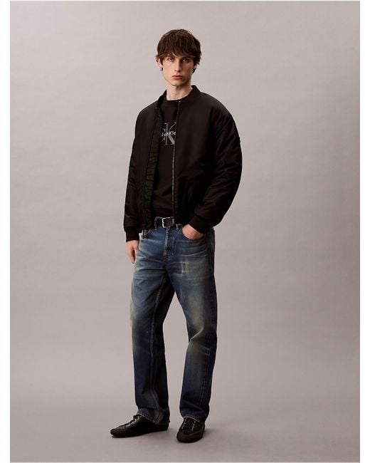 Calvin Klein Black Calvin Klein Premium Terry Monogram Logo Relaxed Sweatshirt for men