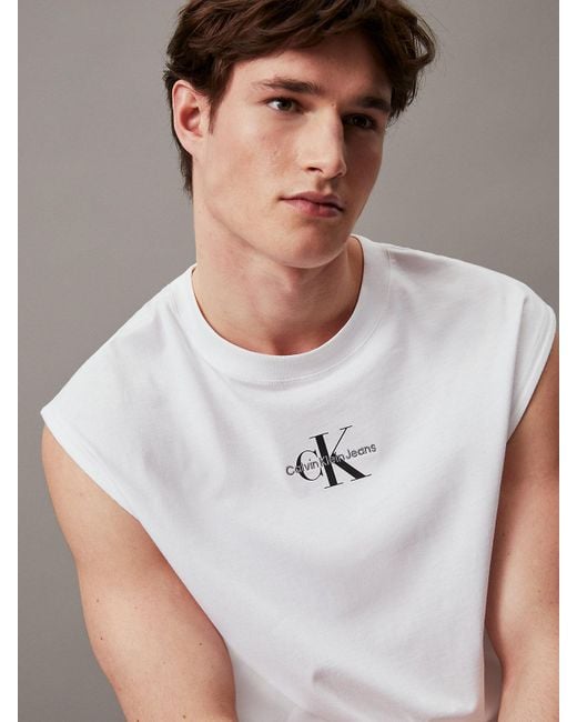 Calvin Klein White Monogram Tank Top for men