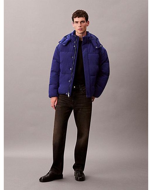 Calvin Klein Oversized Doorgestikt Pufferjack Met Logo in het Blue voor heren