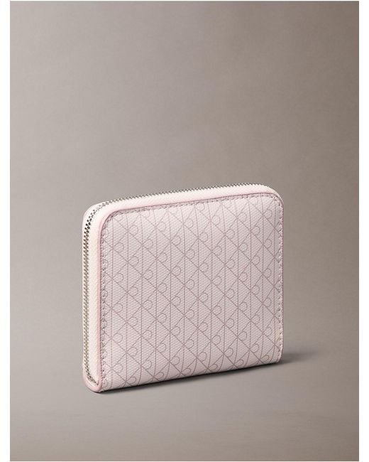 Calvin Klein Pink Allover Monogram Square Zip Wallet