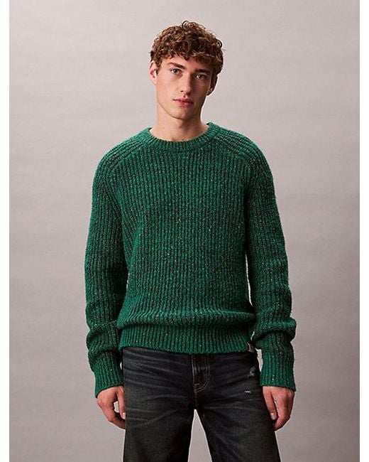 Calvin Klein Green Jeans Wool Blend Relaxed Raglan Jumper for men