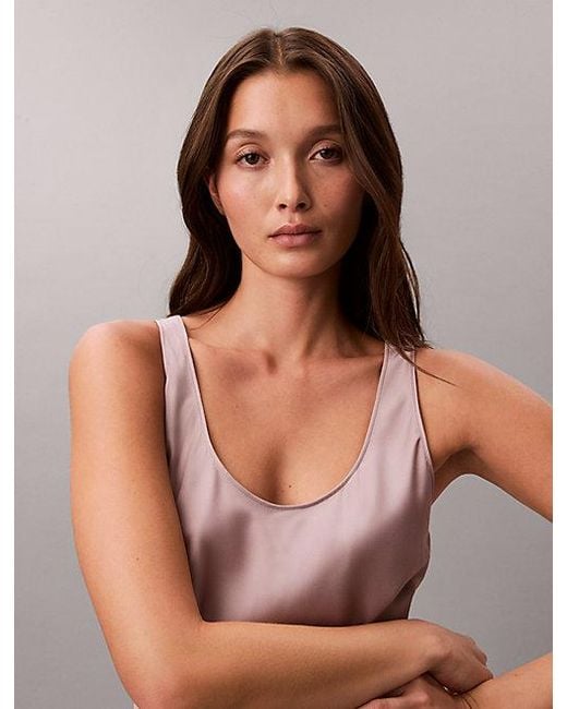 Calvin Klein Pink Satin Midi Slip Dress