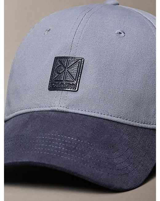 Calvin Klein Gray Mixed Media Colourblock Emblem Logo Cap for men