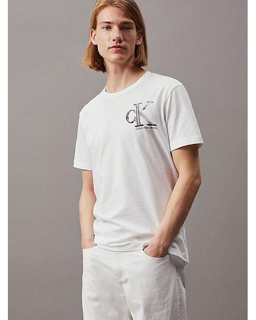 Camiseta con monograma Calvin Klein de hombre de color White