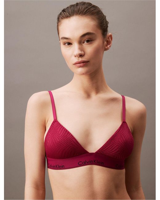 Calvin Klein Red Modern Lace Lightly Lined Triangle Bralette