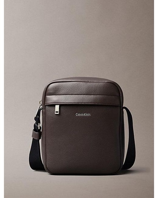 Calvin Klein Brown Micro Pebble Reporter Bag for men