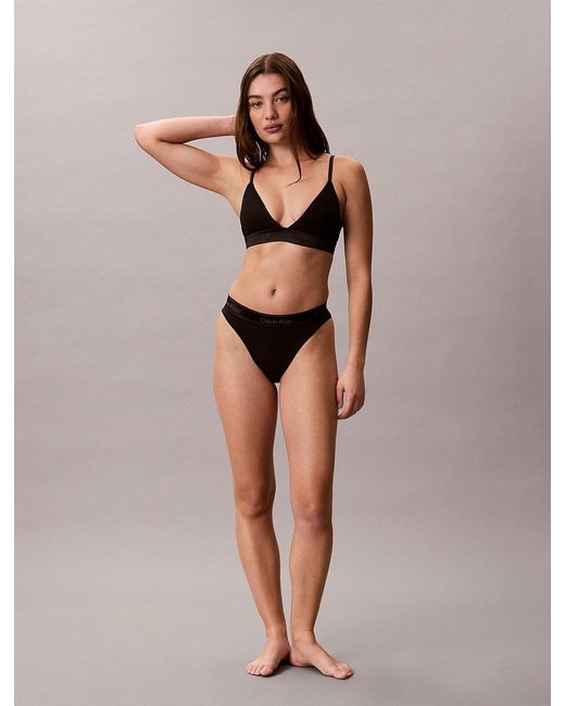 Calvin Klein Black Metallic Lightly Lined Triangle Bralette