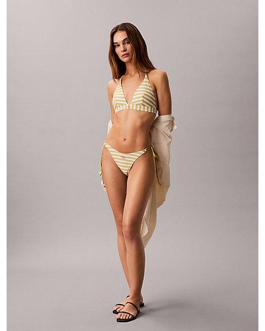 Calvin Klein Brown Halter Triangle Bikini Top Ck Monogram