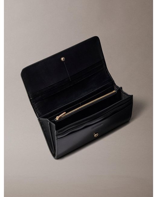 Calvin Klein Black Leather Rfid Monogram Longfold Wallet