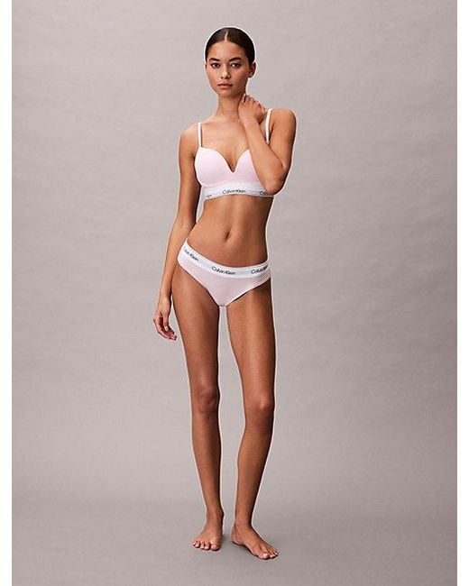 Calvin Klein Pink Push Up Plunge Bra Icon Cotton Modal