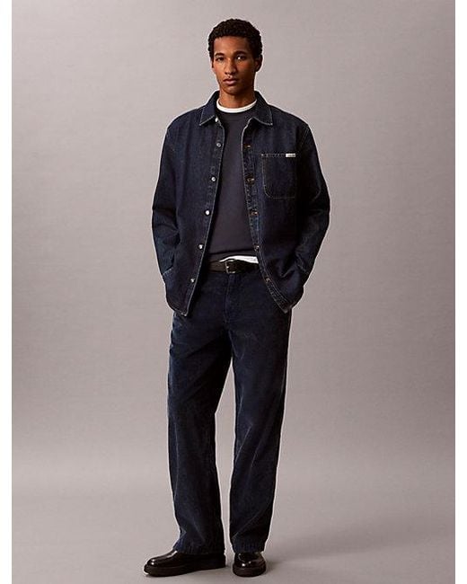 Calvin Klein Blue Cotton Fleece Embossed Sweatshirt for men