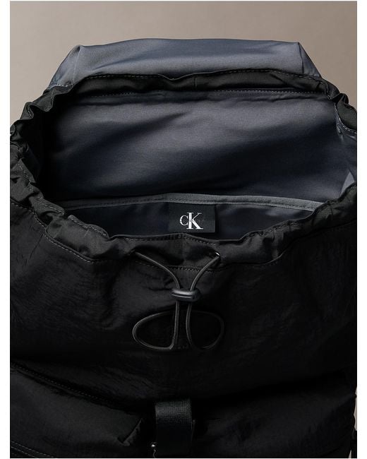 Calvin Klein Black Nylon Top Flap Backpack for men
