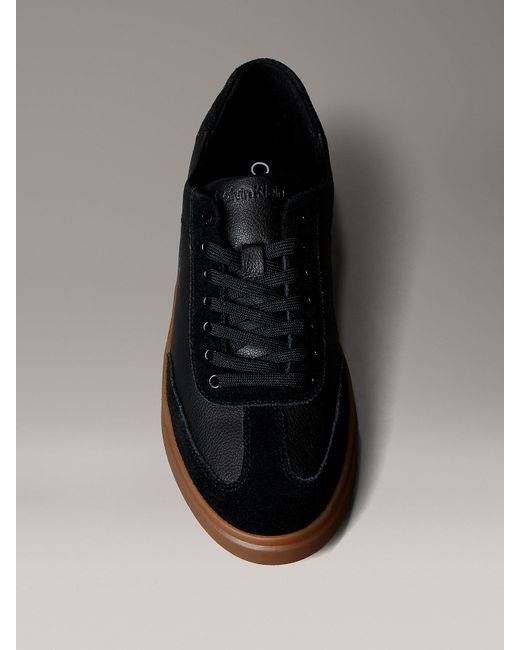 Calvin Klein Gray Leather Signature Logo Trainers