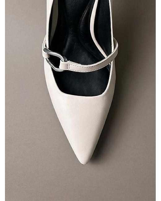 Calvin Klein Metallic Leather Stiletto Strap Pumps