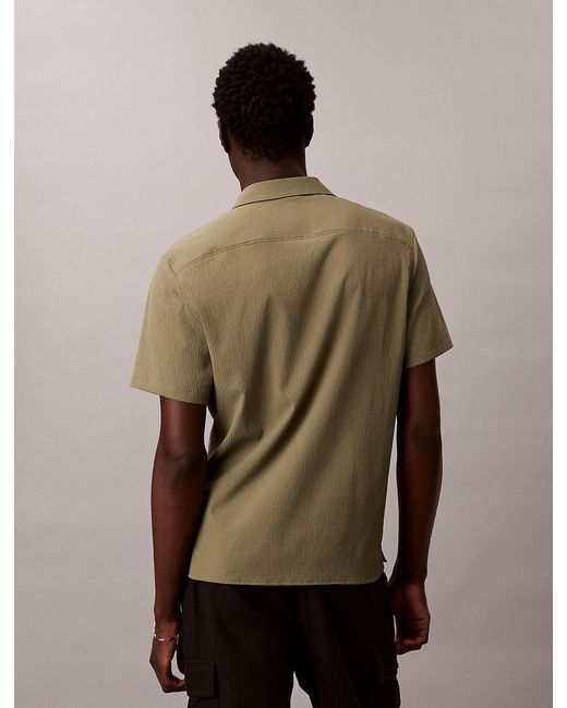 Calvin Klein Green Seersucker Short Sleeve Shirt for men