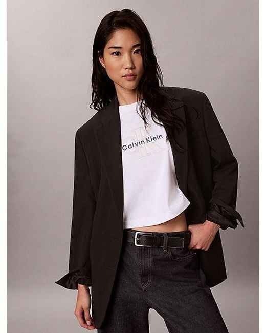 Calvin Klein Brown Jeans Denim Monologo Boxy T-Shirt