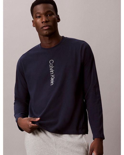 Calvin Klein Blue Performance Long Sleeve Gym T-Shirt for men
