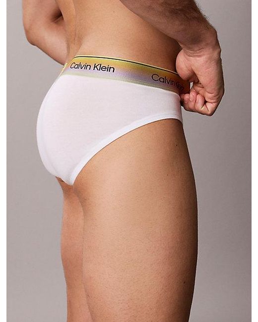 Calvin Klein White Hip Briefs Icon Cotton Stretch Pride for men