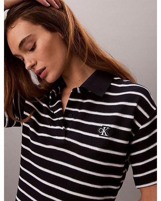 Calvin Klein Multicolor Jeans Cotton Piqué Stripe Polo Dress