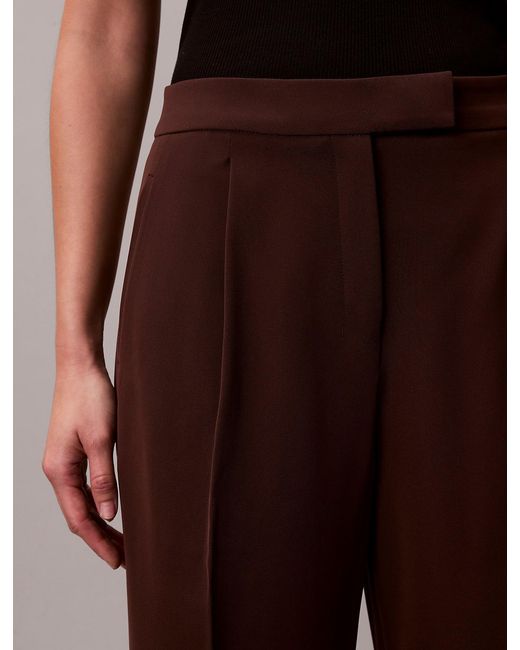 Calvin Klein Brown Soft Crepe Pleated Trousers