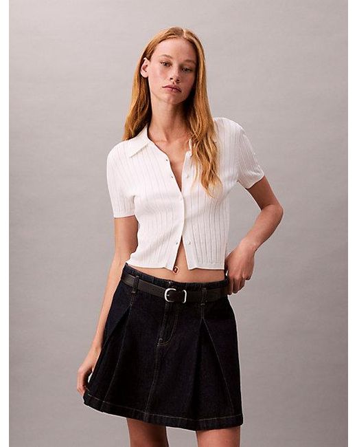 Calvin Klein Geplooide Denim Rok in het Multicolor