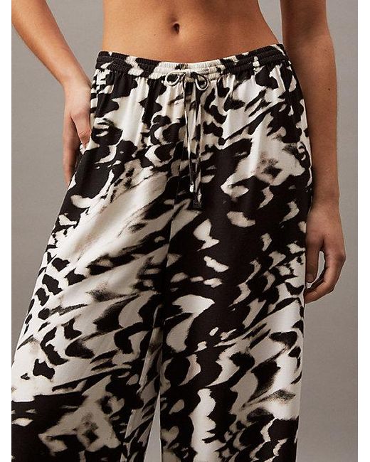 Calvin Klein White Viscose Linen Beach Trousers