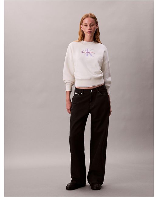 Calvin Klein Pink Calvin Klein Monogram Logo Fleece Relaxed Sweatshirt