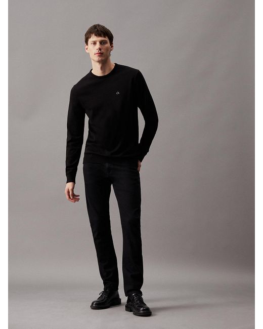 Calvin Klein Black Cotton Silk Jumper for men