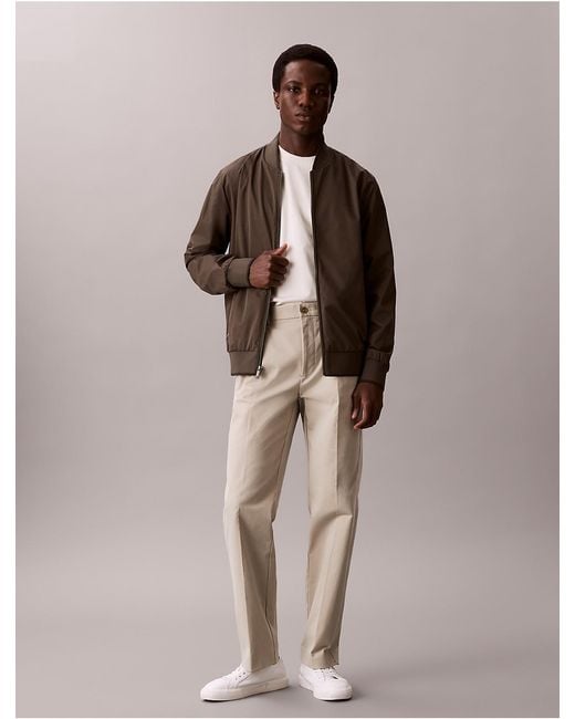 Calvin Klein Brown Tipped Matte Bomber Jacket for men