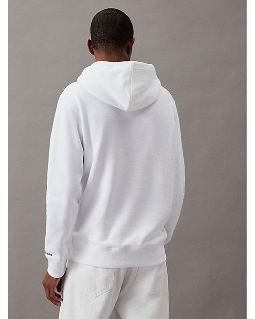 Calvin Klein White Jeans Cotton Blend Fleece Hoodie for men